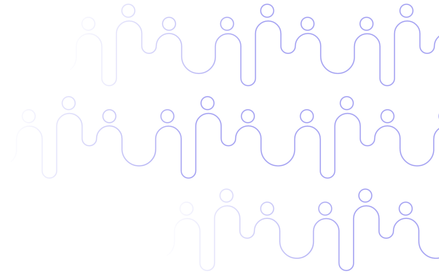 A simple blue line-drawing pattern of human silhouettes arranged in three rows.