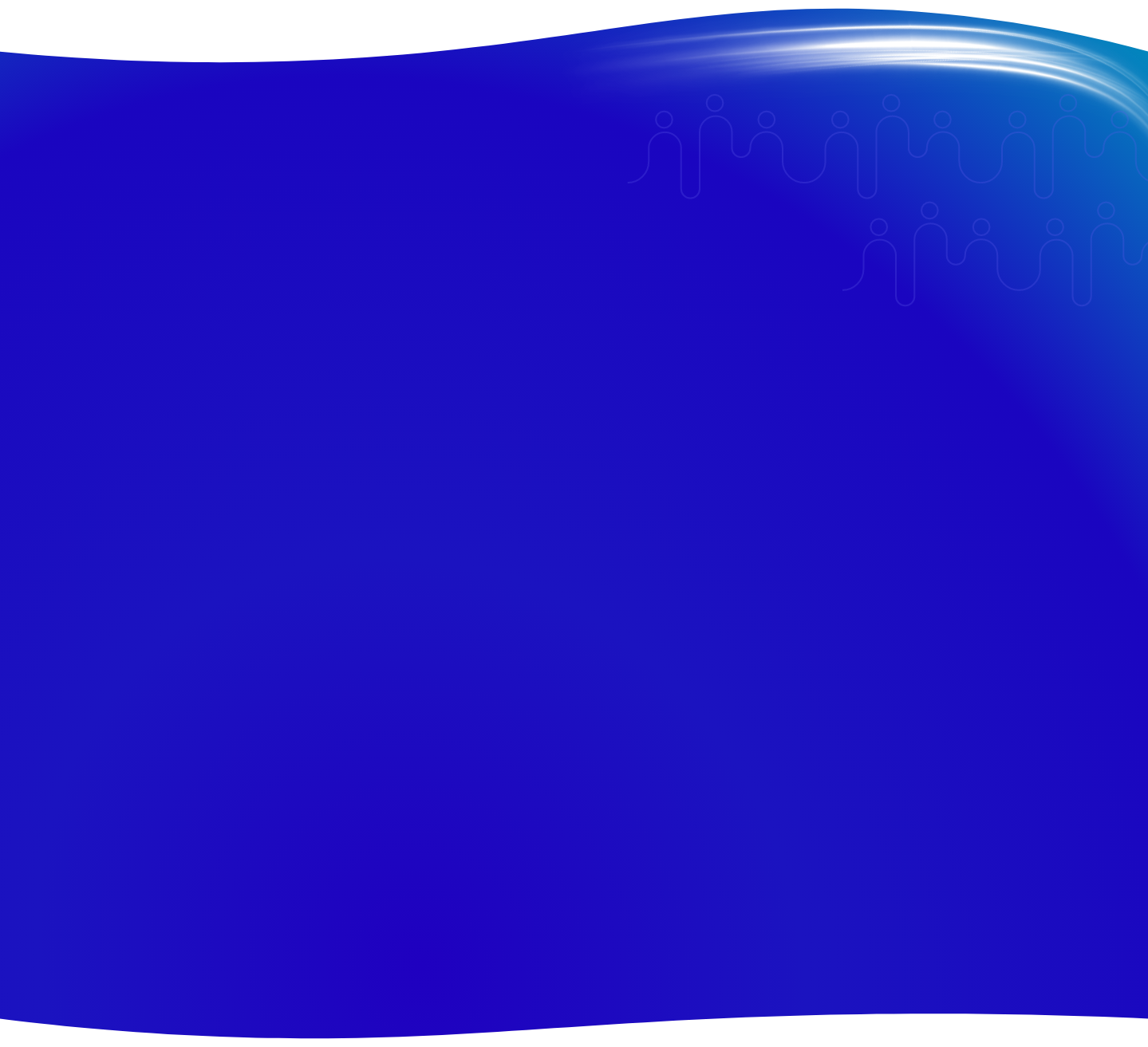 A gradient blue background with a white, curved, light trail.