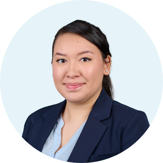 Headshot of Jasmin Gonzalez in a light blue circular frame.
